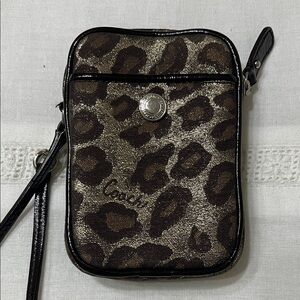 Coach Metallic Leopard Wristlet